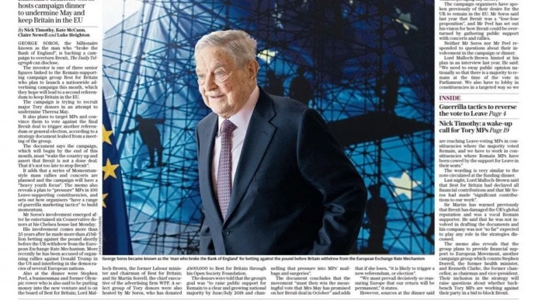 Ο Τζόρτζ Σόρος προσπαθεί να ανατρέψει το Brexit: Τι αποκαλύπτει μυστικό έγγραφο